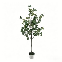Tanaman Eucalyptus Buatan Grosir dalam Pot Putih Berbintik, Tanaman Hias Palsu untuk Dekorasi Rumah, Kantor, Rak, dan Meja