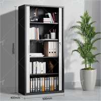 Archivador de Acero de 4 Niveles con Puerta de Vidrio Completa, Gabinete Tambour para Solución de Gestión de Almacenamiento en Oficina y Hogar