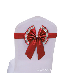 Coprisedia Floreale con Fiocco, Decorazione Elastica per Schienale in Tessuto Misto Lavabile, Nastro per Matrimoni, Hotel e Banchetti - Product Image 5