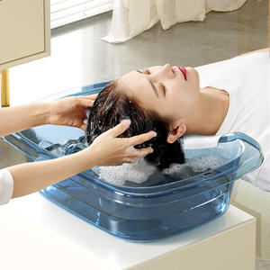 Lavacabezas de Peluquería, Estación de Lavado con Lavabo Inclinable de Cerámica Blanca y Negra con Asiento Ajustable, Cama para Lavar el Cabello - Product Image 3