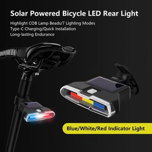Luz Trasera Solar para Bicicleta SUNMAXTOP, Tira LED Tricolor COB, Estroboscópica, Recargable por USB - Product Image 2
