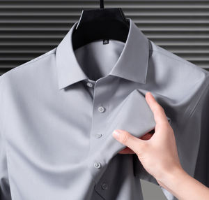 Camicia a Maniche Lunghe da Uomo in Modal, Resistente alle Pieghe e Senza Stiratura, Camicia Professionale Tinta Unita per Uomo - Product Image 4