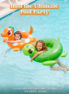 Ensemble de flotteurs gonflables pour piscine en PVC pour enfants, motifs tortue, dinosaure, lion de mer, diamètre 32 pouces, pour les tout-petits - Product Image 4