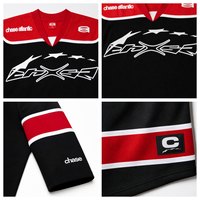 2024 dernière coutume hommes col en v rayé grande taille maillot de Hockey sur glace séchage rapide Sublimation impression OEM vêtements de sport TF personnalisé