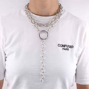 Collier à chaîne épaisse en alliage de zinc doré, chaîne de pull géométrique multicouche pour femme, bijoux de mode - Product Image 2