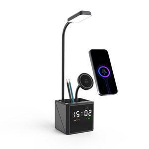 Lampe de bureau multifonctionnelle 3 en 1, station de charge magnétique sans fil, double réveil, chargeur de téléphone sans fil Magsafered 15W - Product Image 2