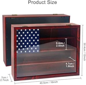 Mondon 16x12 kính hiển thị trường hợp rắn gỗ khung ảnh hiện đại để hiển thị huy chương quân sự tiền xu Cờ Mỹ bóng hộp - Product Image 5