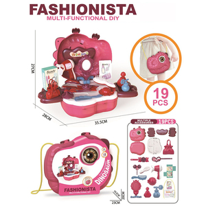 Ensemble de jeu de simulation 19 pièces pour enfants : Sac à bandoulière tête de dinosaure, accessoires de coiffeur et maquilleur, <span class=keywords><strong>jouet</strong></span> de salon de beauté, cadeau éducatif - Product Image 2