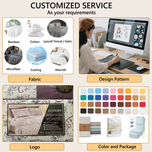 400 TC 60S Tre Giường Tấm Được Trang Bị Và Phẳng Bộ Đồ Giường Kích Thước Tùy Chỉnh 100% Tre Làm Mát Mềm Tấm Ga Giường Bộ - Product Image 5