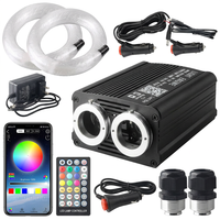 Kit d'éclairage LED RVBW intelligent à fibres optiques scintillantes, double port, contrôle par application, pour décoration de plafond de voiture et de maison, effet ciel étoilé
