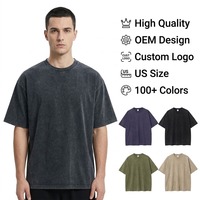 T-shirt Homme Col Rond Manches Courtes Coupe Boxy Épaules Tombantes Haute Qualité Style Vintage Streetwear Délavé à l'Acide Design Personnalisé OEM