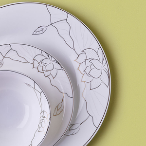 Shulopal <span class=keywords><strong>Set</strong></span> di Stoviglie per 4 Persone, <span class=keywords><strong>18</strong></span> Pezzi in Vetro Opale Temperato con Decorazioni Dorate, <span class=keywords><strong>Set</strong></span> di <span class=keywords><strong>Piatti</strong></span>, Ciotole per Zuppa e Insalata - Product Image 2