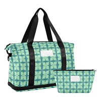 2 sacs de voyage en nylon à fermeture éclair, personnalisés avec motif floral Ulu d'Hawaï, sacs de week-end, sacs de sport avec compartiment pour chaussures