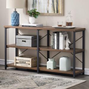 Étagère à livres en fer forgé de style américain, meuble de rangement minimaliste en pin multi-niveaux sur pied pour salle à manger - Product Image 1