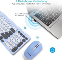 Ensemble clavier et souris sans fil silencieux, récepteur USB 2,4 GHz, souris sans fil pour PC portable, disposition QWERTZ allemande, fonctionne sur piles