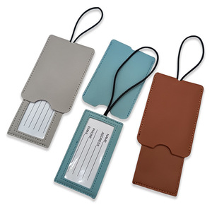 Etiqueta de cuero para equipaje, doble capa, PU, resistente al agua, portátil, color sólido, accesorio de viaje - Product Image 1