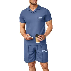 Hot Custom Oversize New Sports Suit V-neck Polo Shirt Turn-down Collar Casual Trend Shorts 2-piece Men's Tracksuits Set For Men