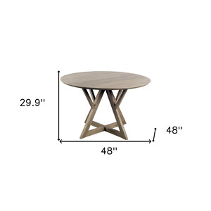 HMS 48 \ "tradizionale rustica in rovere piedistallo Base tavolo da pranzo marrone arrotondato in legno massello per casa Bar ufficio Set di mobili da ristorante - Product Image 5