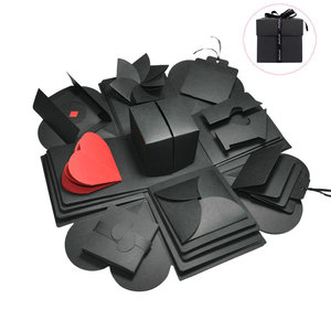 Caja de Regalo Creativa Hecha a Mano con Papel Negro Artístico Reciclable, Autoarmable, para <span class=keywords><strong>Aniversario</strong></span>, Boda, Día de San Valentín, Sorpresa - Product Image 4