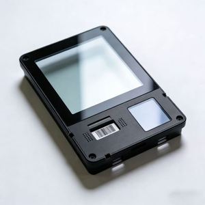 Durable Matte Black Acrylic Front Panel for Portable POS Device, Decorative and Protective Faceplate with Custom Cutouts - Product Image 1