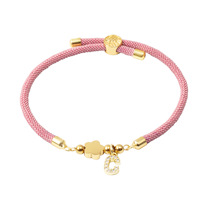Qiuhan réglable corde chaîne A-Z Zircon cuivre or étoile amour cinq feuilles fleur personnalisé lettre Bracelet