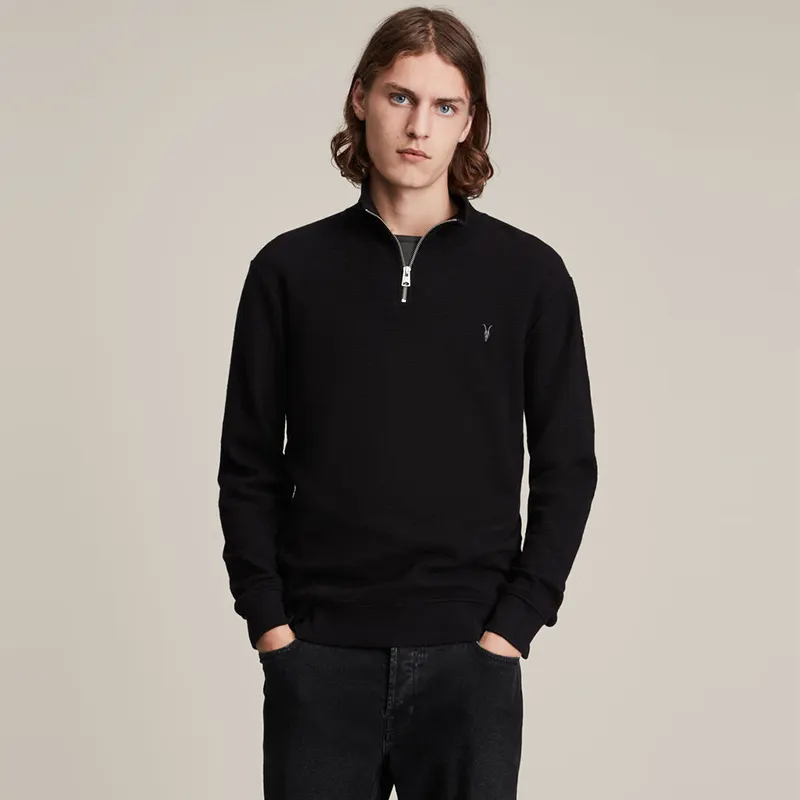 Hot Sale New Fashion High Quality Oversized Embroidery Cotton Fleece Stand Collar Long Sleeve Loungewear Half Zip Sweatshirt
