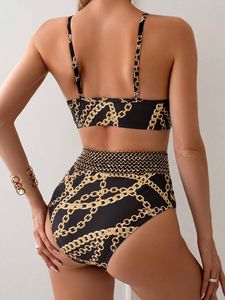 Traje de Baño Bikini de Dos Piezas de Alta Calidad 2026, Estilo Europeo Americano, Estampado, Cintura Alta, Push-Up, para Mujer, Uso en la Playa - Product Image 3