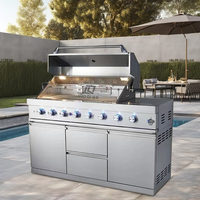 LUOQI LQ-B801 2025 Barbecue à gaz extérieur moderne en acier inoxydable 90000 BTU, allumage piézo, chauffage rapide, 96x45.5cm, prix usine