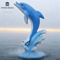 Sculpture de dauphin en fibre de verre - Ornement de jardin d'extérieur avec jet d'eau simulé, taille et couleur personnalisables, utilisation domestique et extérieure