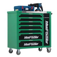 Lemari Perkakas Baja Mobile Dengan Meja Kerja Kayu Solid 8 Laci Dapat Dikunci Kabinet Perkakas Bergerak Dengan Roda Ber-Rem