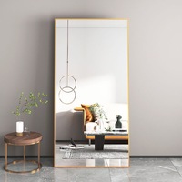 Miroir mural rectangulaire à angle droit en alliage d'aluminium avec cadre, miroir sur pied de pleine longueur