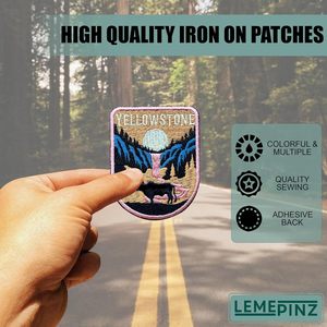 Yellowstone National Park Embroidery <b>Patch</b> 3 Inches Iron <b>On</b> <b>Sew</b> <b>On</b> Travel Applique <b>Patch</b> Fabric Nonwoven Felt - Product Image 4