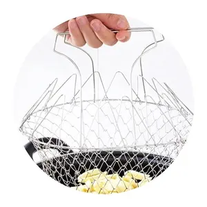 Stainless Steel Foldable Strainer Basket Colander Cooking Basket for Frying Steaming Straining Rinsing Deep Fry Basket