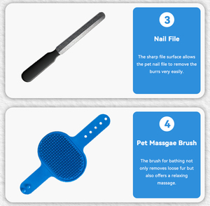 8 in 1 Stainless Steel Portable Pet <b>Grooming</b> Brush Kit with Cat Self-Cleaning Comb Hair Removal Glove Flea Comb <b>Dog</b> Nail Clipper - Product Image 4