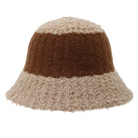 Chapeau Bob en Peluche pour Adultes Femme Automne Hiver Style Japonais Polyvalent Amincissant le Visage Décontracté Style Coréen Tricoté Surdimensionné