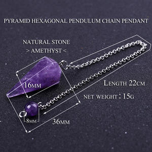 Kalung Pendulum kristal kuarsa alami holistik untuk sesi terapi energi hadiah pernikahan - Product Image 3