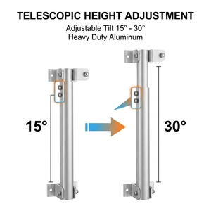 Hauteur télescopique réglable, inclinaison 15° ° -30 °   Supports de panneaux solaires pour toit, balcon, jardin, <span class=keywords><strong>support</strong></span> PV en aluminium - Product Image 1