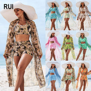 RUIQUWIN 2026 Maillot de bain 3 pièces sexy pour femme, imprimé floral, taille haute, haute qualité, grande taille, tendance vacances - Product Image 1
