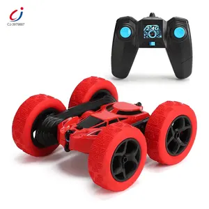 Chengji high quality children remote control rotating arm toy 2.4ghz double sided stunt car with led headlights