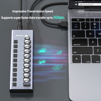 Hub USB 3.0 Acasis neuf, 10 ports, adaptateur secteur 12V 4A, chargeur USB HUB 3.1 avec interrupteur, hub USB 3.1 pour Mac, PC, ordinateur portable