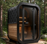 Kabin Sauna Pribadi Luar Ruangan dengan Pintu Depan Kaca, Sauna Tong Kayu untuk Halaman Belakang Modern