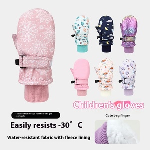 Guantes de esquí de invierno para niños, mitones impermeables y forrados con forro polar para snowboard, guantes de esquí a prueba de frío - Product Image 2