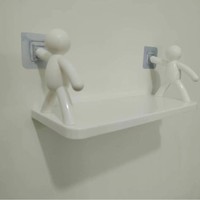 Étagère de douche d'angle murale moderne à un niveau, support de rangement suspendu pour outils de nettoyage en plastique PP