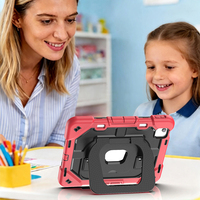 Étui pour tablette avec béquille intégrée et grande poignée pour iPad Air4 Air5 / Pro 11 2022, coque antichoc en silicone avec sangle d'épaule et emplacement pour stylet