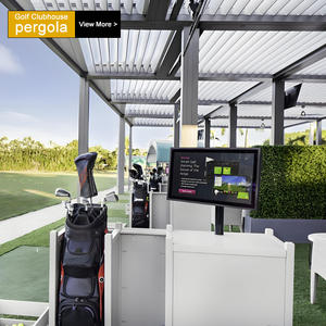 Grande pergola en aluminium sur mesure avec toit à lames bioclimatiques motorisé pour espace événementiel ou café - Product Image 1