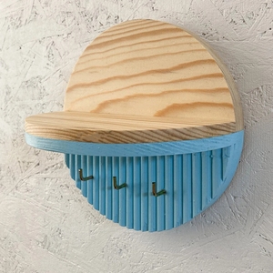 Minimalistisches Eingangsregal Rundes Wandregal mit <span class=keywords><strong>3</strong></span> Haken Schlüsselhalter Wandmontage Schlüsselbrett Organizer-Regal aus Holz für den Eingangsbereich - Product Image 6