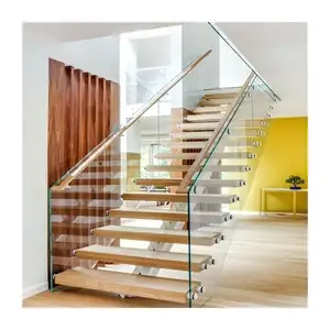 Escadas internas modernas, novo design de escada, ferro de madeira, espiral reto para fora