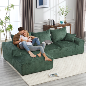 Stylish Chenille Convertible L-Shaped Sofa <b>Set</b> Excellent Touch Intimate Comfort <b>Large</b> Seated Depth Free Stretch Full Compression - Product Image 4