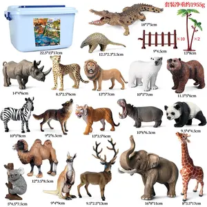 Animal model children's toys elephant lion tiger cow horse farm poultry scene ornaments set