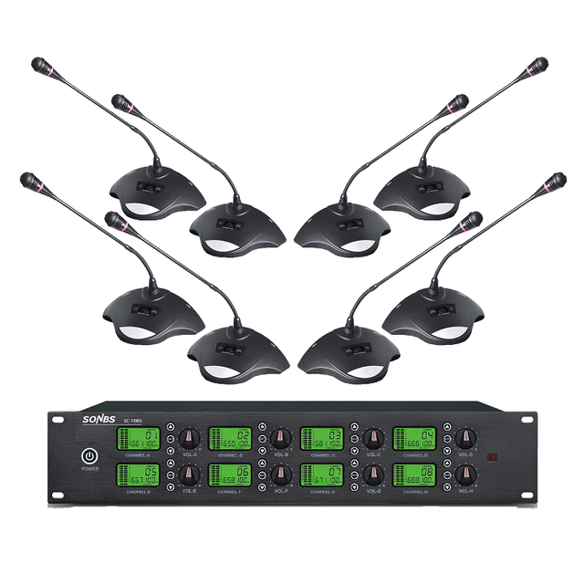 Wireless Microphone Conference System UHF Audio Conference System with 200 Frequencies and 50-100m Range